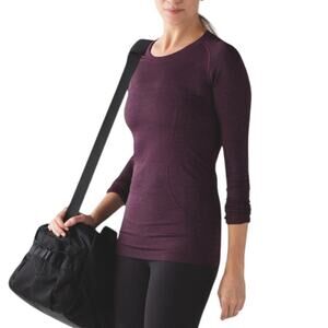 Lululemon 4 Swiftly Tech Long Sleeve Crew Top Tshirt Plum Black Gym Yoga